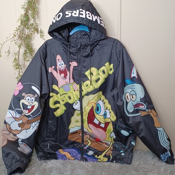 Members Only X Nickelodeon Spongebob Full Zip Puffer Jacket Black Size L